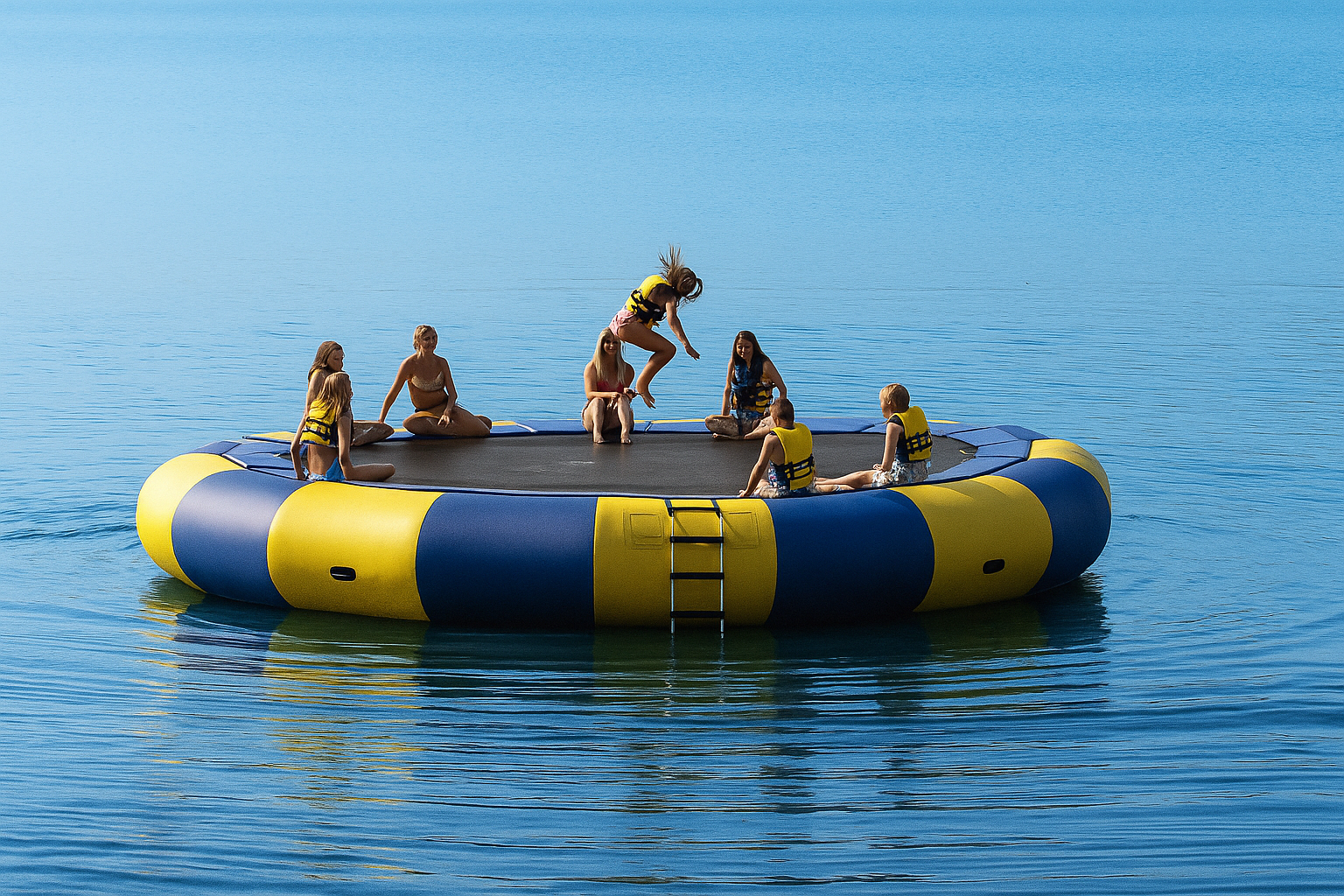 טרמפולינה מים מתנפחת עגולה עם רשת – חוויית ברמה אחרת