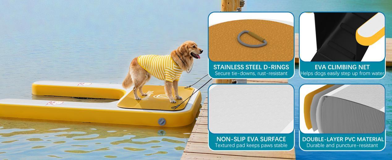 פלטפורמה מתנפחת לכניסה ויציאה בטוחות מהמים לחיות מחמד