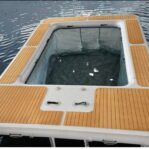 פלטפורמה מתנפחת יוקרתית עם בריכה ורשת בטיחות 4*3 מטר