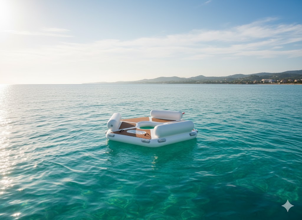 פלטפורמה משושה מתנפחת יוקרתית עם כריות 2.5*2.82 מטר