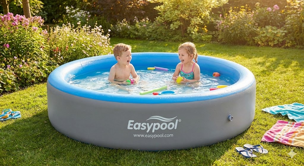 בריכת שחייה מתנפחת עגולה קשיחה Easypool בקוטר 2 מטר ובעומק 0.5 מטר, טכנולוגיית Drop-Stitch – איכות מקצועית לבית ולחוץ