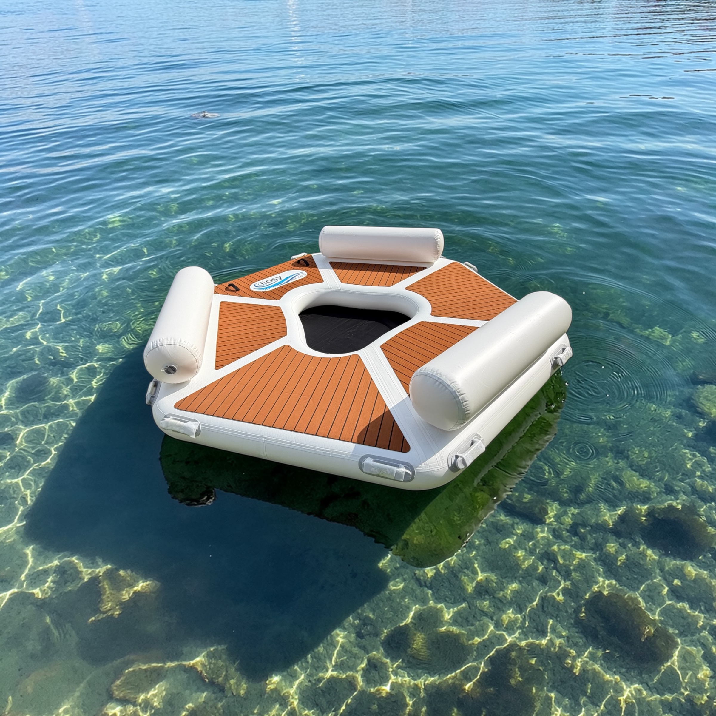 פלטפורמה משושה מתנפחת יוקרתית קשיחה Easypool עם כריות 2.5*2.82 מטר