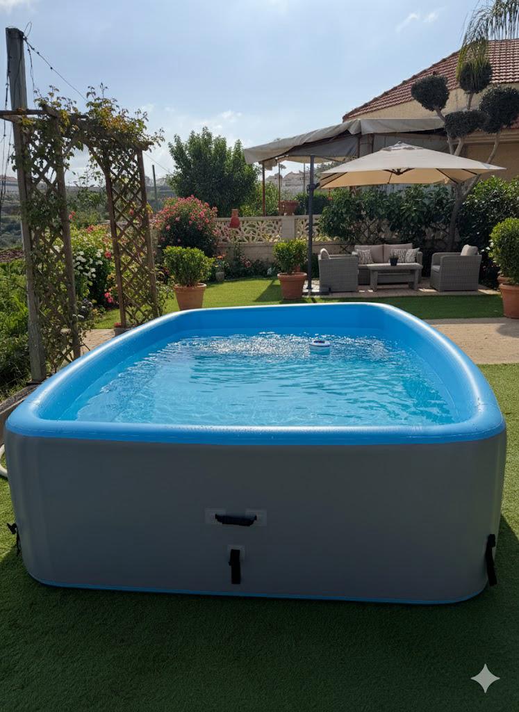 בריכת שחייה מתנפחת מלבנית קשיחה Easypool באורך 3 מטר,רוחב 2 מטר ובעומק 0.8 מטר, טכנולוגיית Drop-Stitch – איכות מקצועית לבית ולחוץ