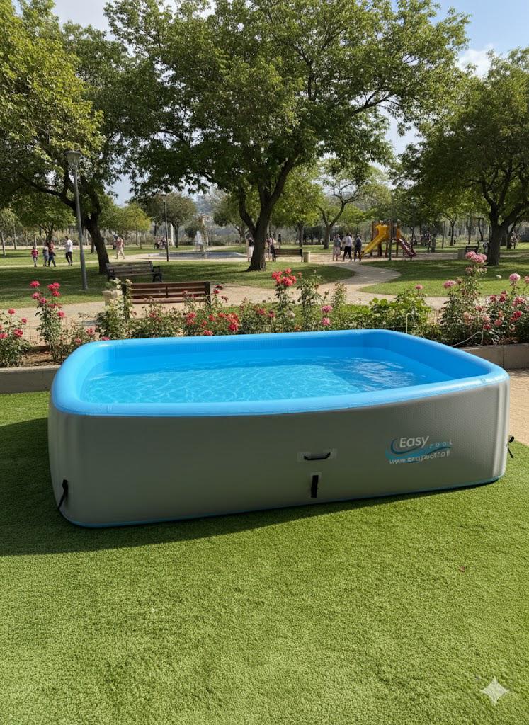 בריכת שחייה מתנפחת מלבנית קשיחה Easypool באורך 3 מטר,רוחב 2 מטר ובעומק 0.8 מטר, טכנולוגיית Drop-Stitch – איכות מקצועית לבית ולחוץ