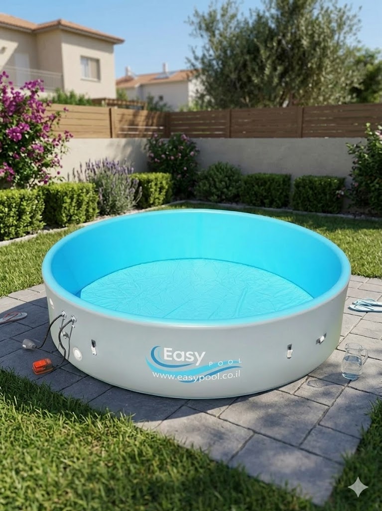 בריכת שחייה מתנפחת עגולה קשיחה Easypool בקוטר 5 מטר ובעומק 1.22 מטר, טכנולוגיית Drop-Stitch – איכות מקצועית לבית ולחוץ
