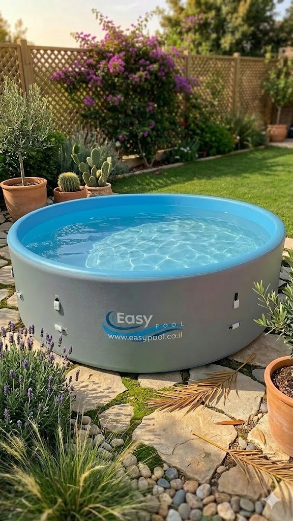 בריכת שחייה מתנפחת עגולה קשיחה Easypool בקוטר 5 מטר ובעומק 1.22 מטר, טכנולוגיית Drop-Stitch – איכות מקצועית לבית ולחוץ