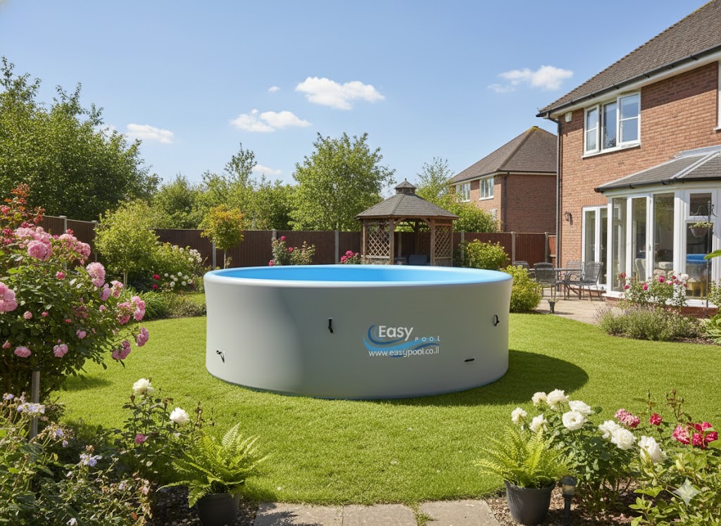 בריכת שחייה מתנפחת עגולה קשיחה Easypool בקוטר 4 מטר ובעומק 1.22 מטר, טכנולוגיית Drop-Stitch – איכות מקצועית לבית ולחוץ
